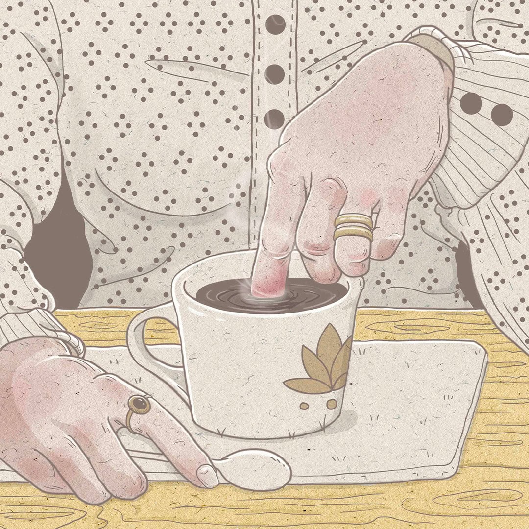 Searching confort in a hot beverage // ink on paper - digital color